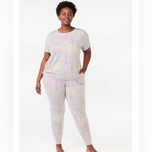 NWT Joyspun Cozy Pajama Short Sleeve Jogger Set Size 3X